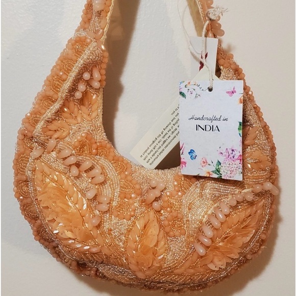 TJ Maxx Marshall’s viral orange peach Pearl floral Beaded Shoulder Bag sequins - Picture 4 of 5